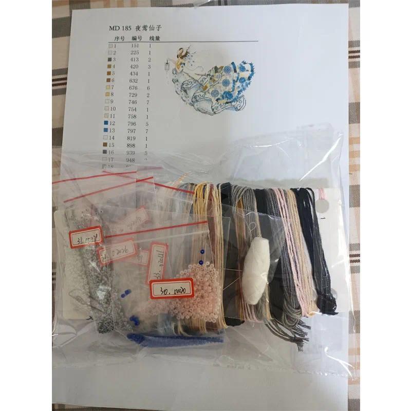 Counted Cross Stitch Kit Geisha With Fan Sakura Flower Chinese Lady Woman Russian christmas  Cross s