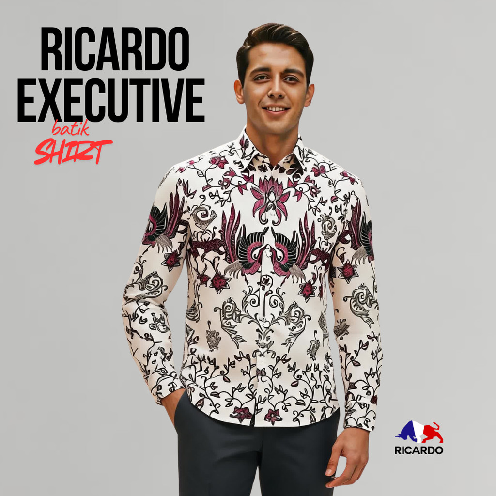 RICARDO RICARDO Kemeja Batik Slim Fit Red KBJ – Cotton Poplin, 1 Saku, Stylish & Cool  32418