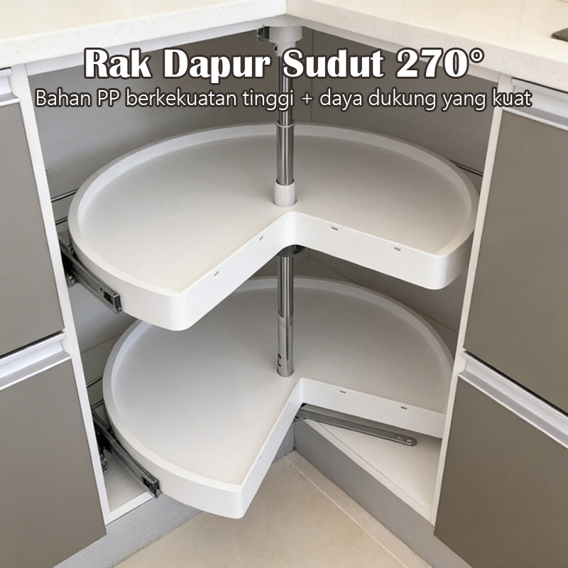 Rak Sudut Dapur putar 270 Rak sudut tarik putar 2 Susun Rak Piring