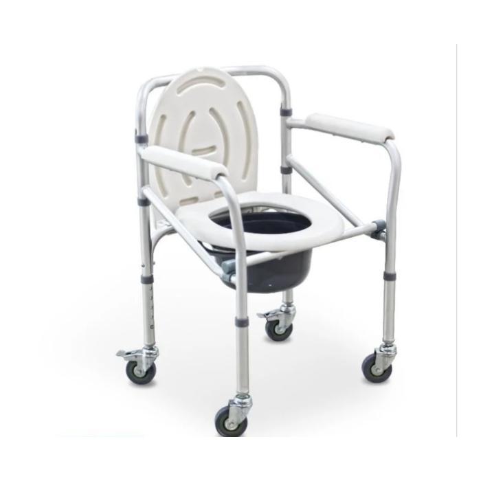 Kursi Toilet BAB Lipat dengan Roda Kursi Roda Toilet Portable Kursi Toilet Lansia dan Pasien Bisa Di