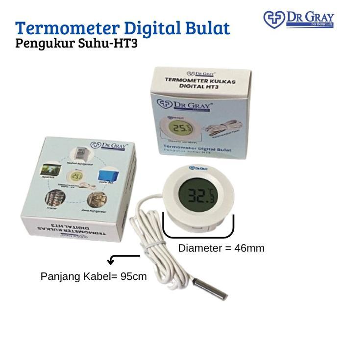DR GRAY Termometer Digital Bulat LCD Display Pengukur Suhu Ruangan