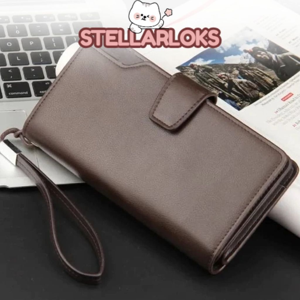 SL Dompet Panjang Pria DP03 Dompet Pria Kulit Resleting Dompet Lipat Pria Kapasitas Besar free Tali 