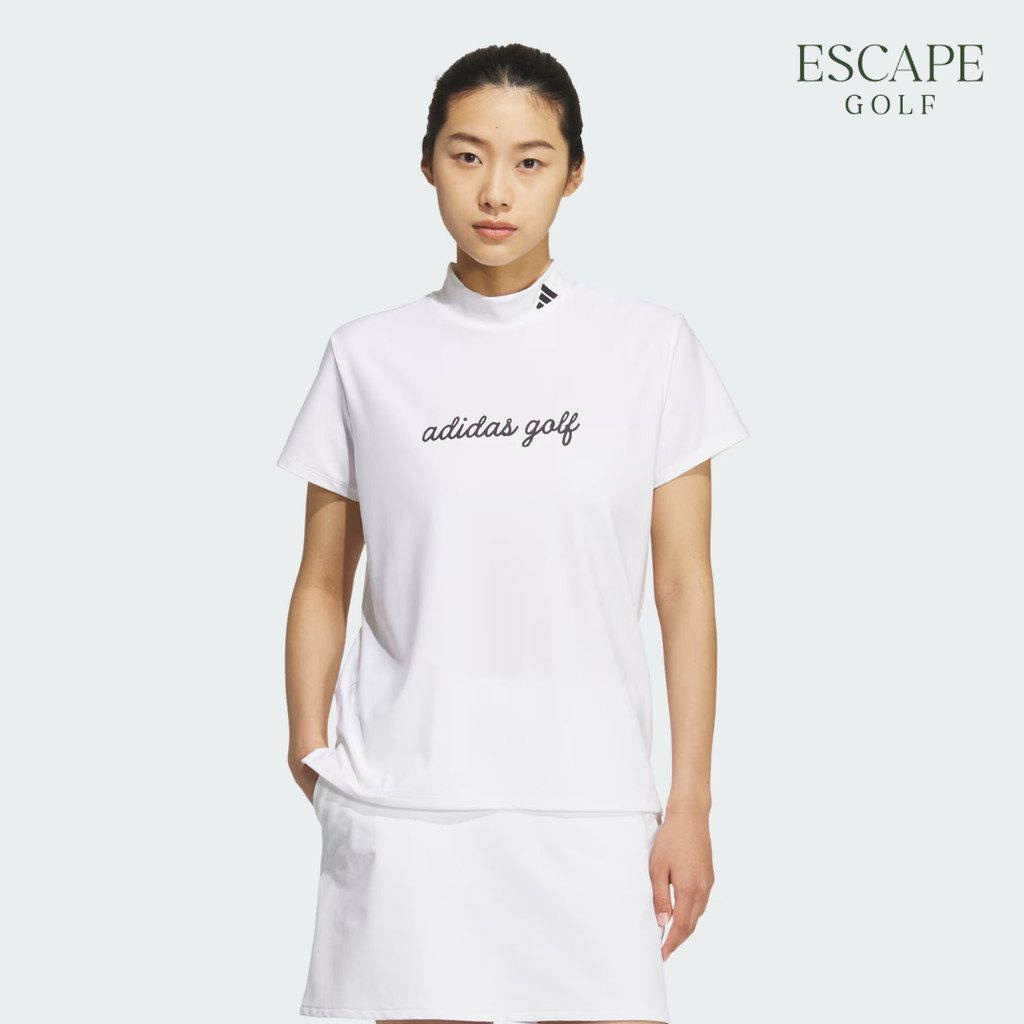 Kaos Polo Golf Wanita Mock Neck Putih | Adidas Golf HEAT.RDY MOCK NECK SHORT SLEEVE White