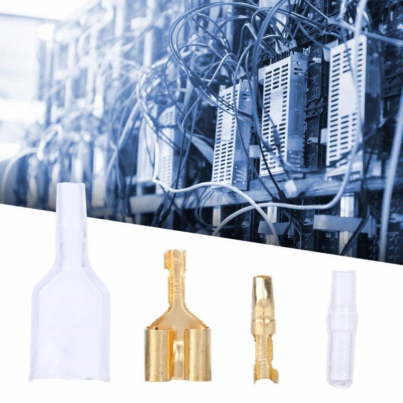 50set Skun Terminal Gepeng Cabang Dua Bulat Skun Gepeng Kabel Listrik Terminal Skun Gepeng