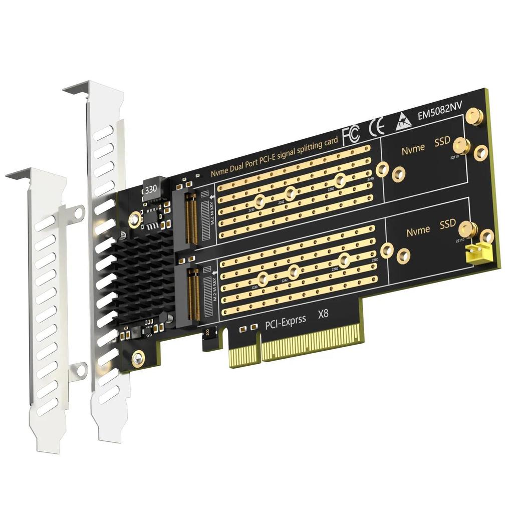 2-slot M.2 PCIe Adapter for 2 M.2 NVMe SSD, Softe M.2 SSD RAID, No PCIe Bifurcation