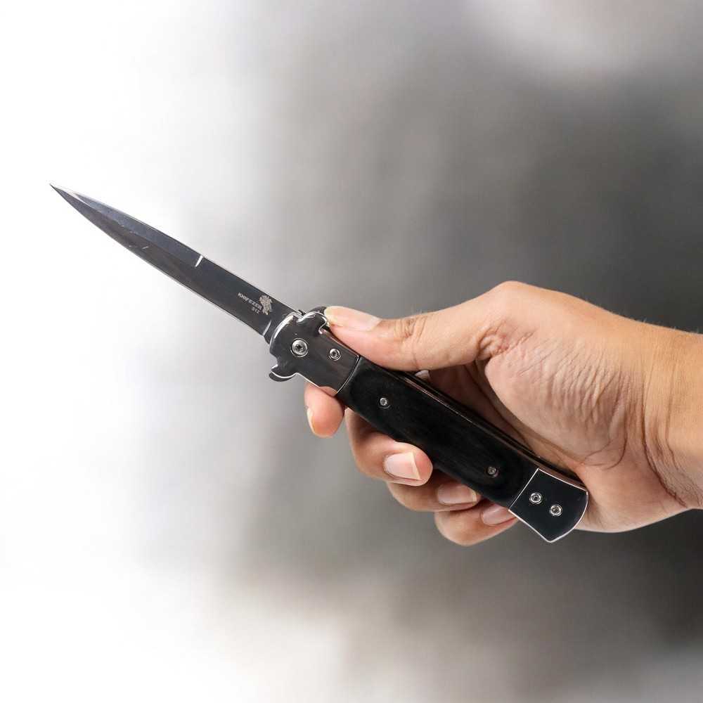 KNIFEZER Pisau Saku Lipat Folding Portable Knife Tool Wood Grip - S12
