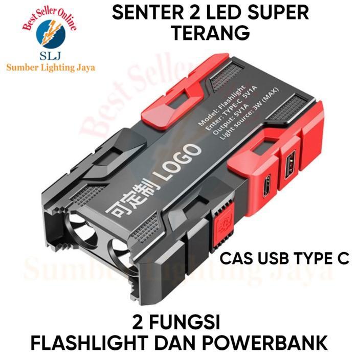 SENTER LED 2 MATA MULTIFUNGSI FLASHLIGHT + POWERBANK / SENTER CAS USB - SENTER LED