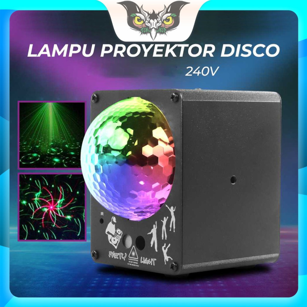 Lampu Proyektor Laser LED Disco DJ Club Light RGB 60 Patterns Remote