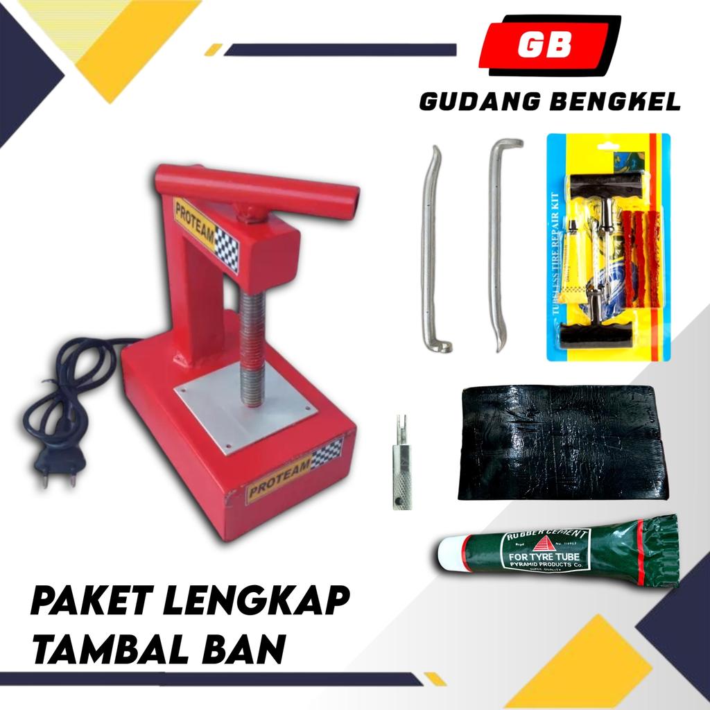 SET LENGKAP Alat Tambal Ban Listrik Bonus Lem Perekat Karet Tambal Ban Kunci Pentil Cungkil Lem Pere