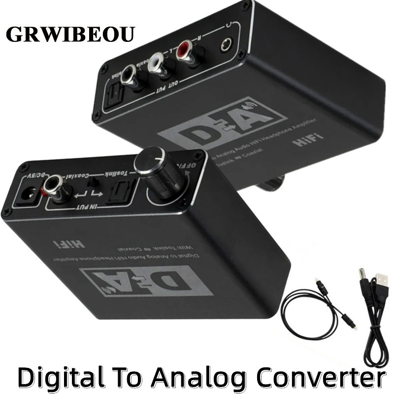 Hifi DAC gital To Analog Auo Converter RCA 35mm Headphone Amplifier Toslink Optical Coaxial Portable