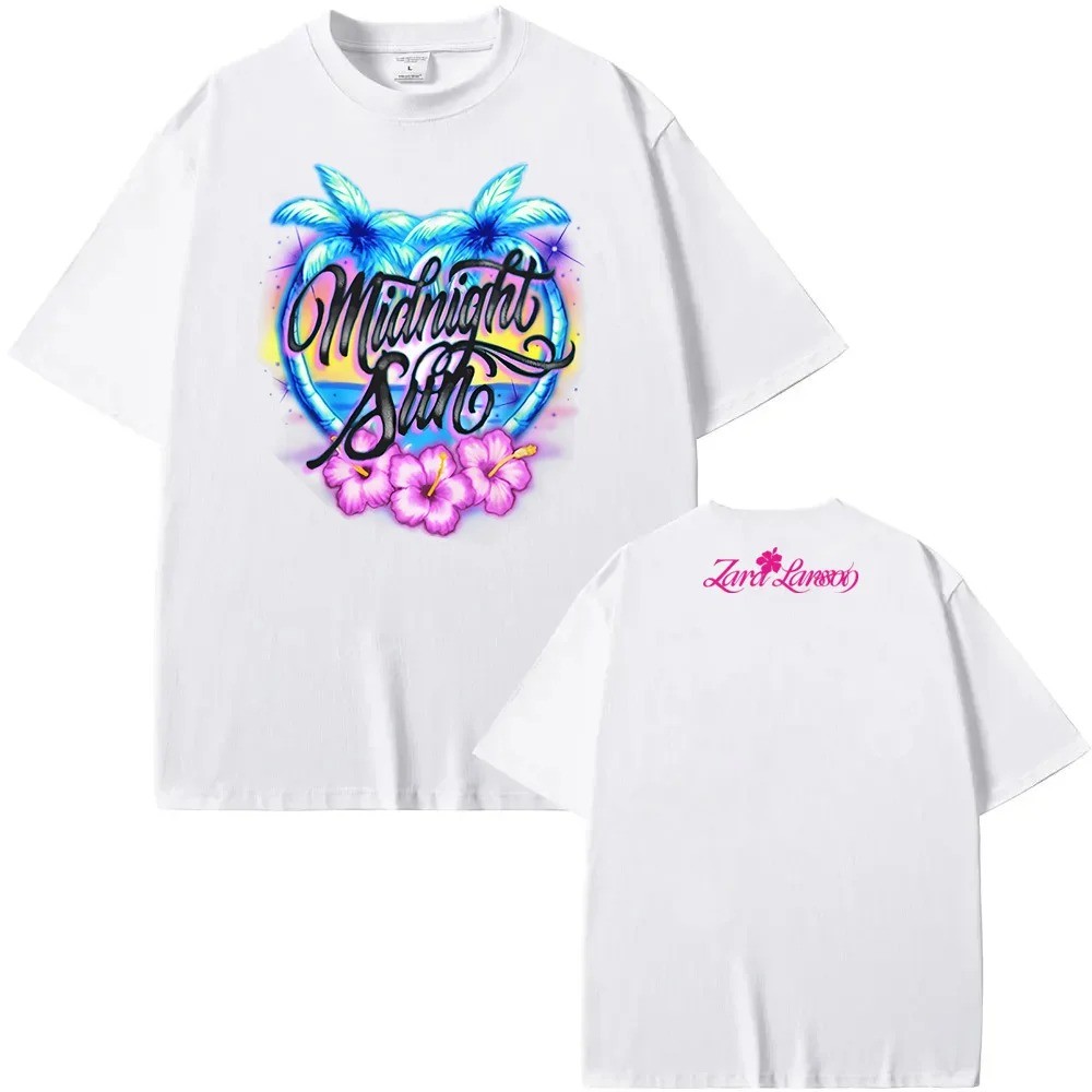 Hot Midnight Sun 2026 ZaraLarsson Graphic Print T-shirt Men Women Cotton Casual Oversized Top Haraju