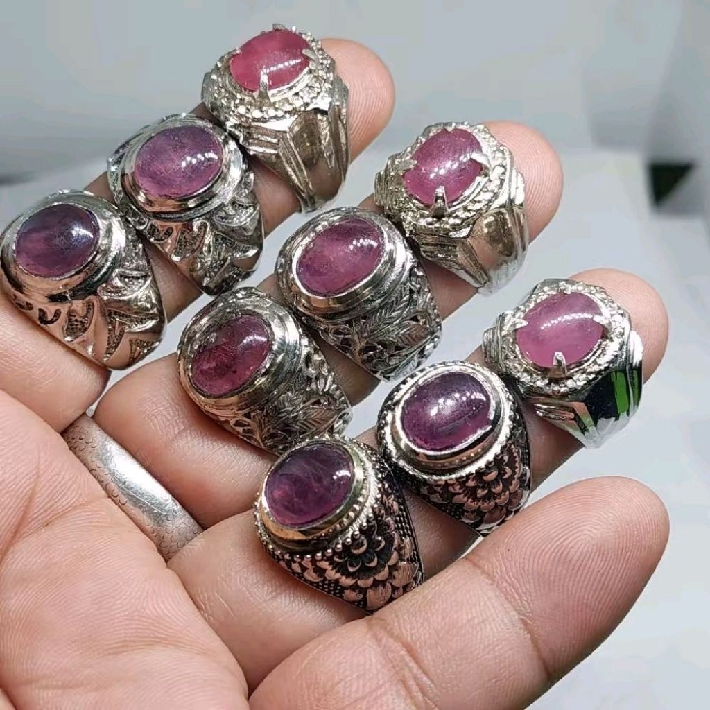 Batu cincin permata ruby mozambique 10mm 11mm asli batu mulia cincin pria terlaris Akik dan permata