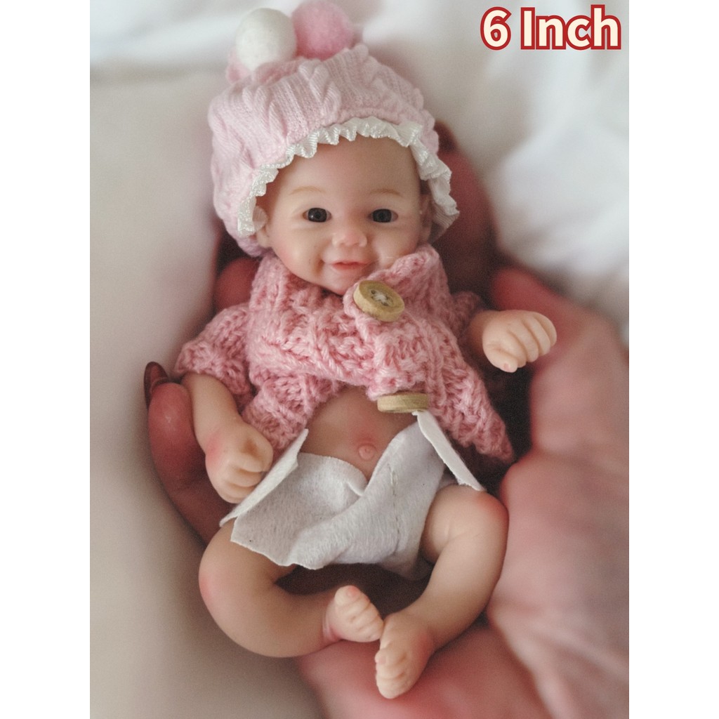 6 Inch Palm Silicone Girl Doll Lifelike bebe Reborn Doll Open Eyes Mini Vivienne Doll Toys
