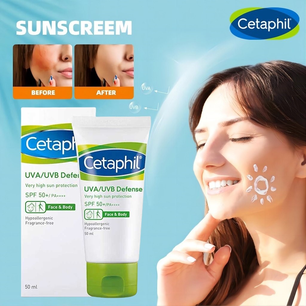 Cetaphil Sunscreen / Cetaphil Uva/Uvb Defense Sunscreen Spf50+ Pa++++ 50ml / Sunblock Untuk Perawata