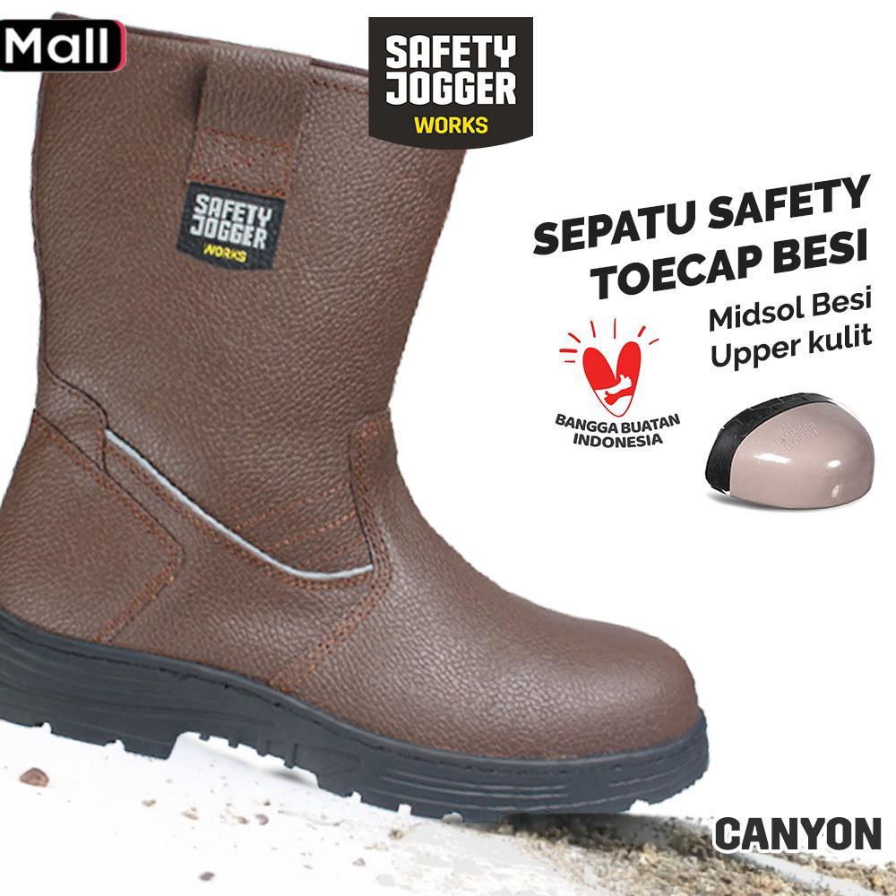 Safety Jogger Canyon S3 Kulit Cokelat dengan Sole Karet dan Steel Toe Cap - Baja Sepatu Safety Jogge