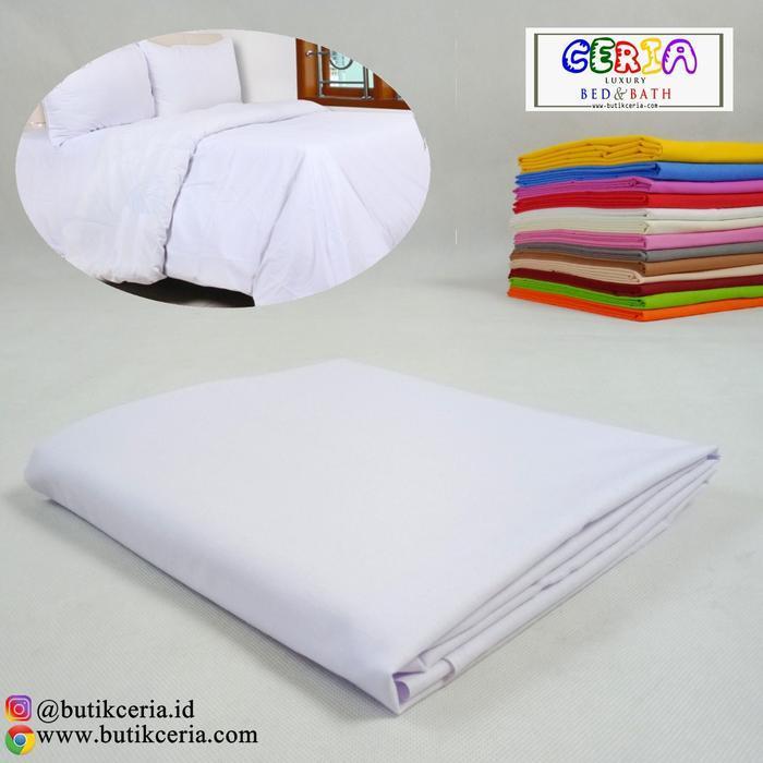Bahan Kain Sprei Dan Bedcover Katun Panca Polos Putih - Putih