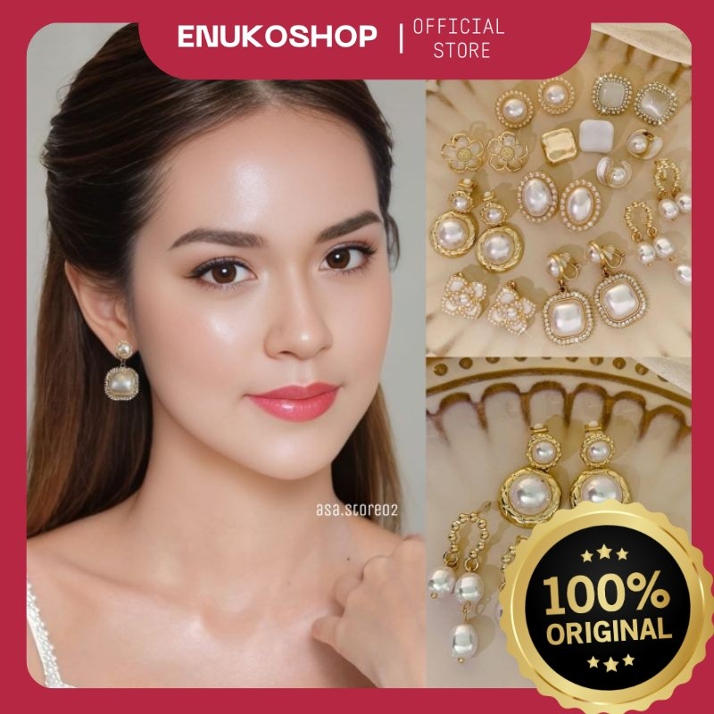 Anting Hijab/Anting Klip/Anting Jepit Tanpa Tindik AS
