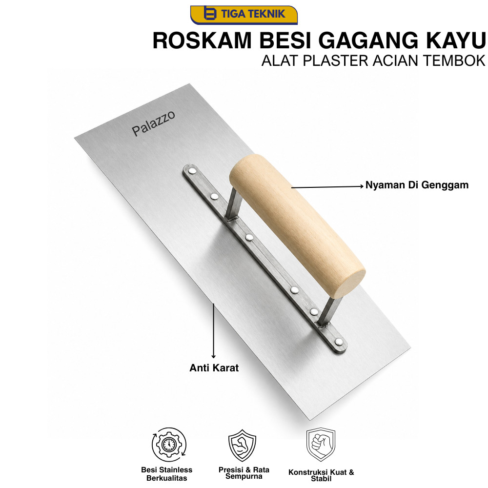 ROSKAM BESI GAGANG KAYU ALAT PLESTER ACIAN TEMBOK