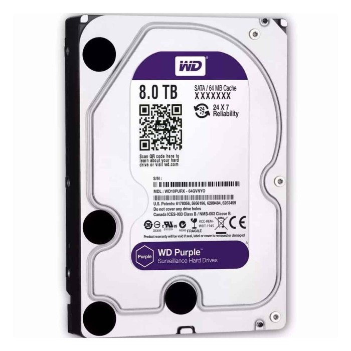 HDD Internal WD 8TB PURPLE - WD8002PURP for CCTV