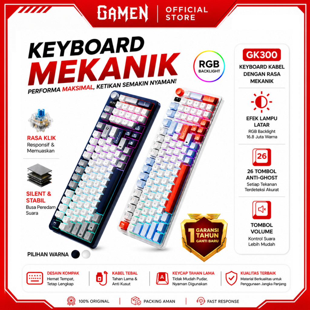 GAMEN GK300 Keyboard Membrane Feel Magnetik