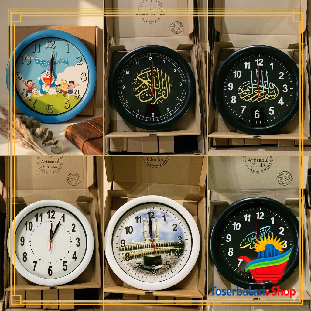 (PASTI READY) JAM DINDING HIAS TEMPEL WALL CLOCK KARAKTER JAM DINDING BULAT MINIMALIS ANALOG