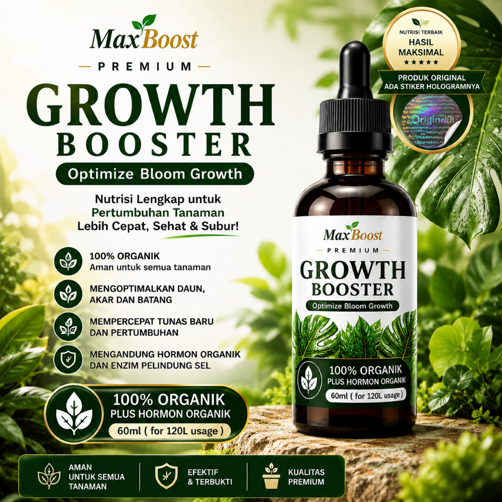 Maxboost Plant Growth Serum Pupuk Organik Cair untuk Tanaman Hias, Formula Lengkap dengan Hormon ZPT