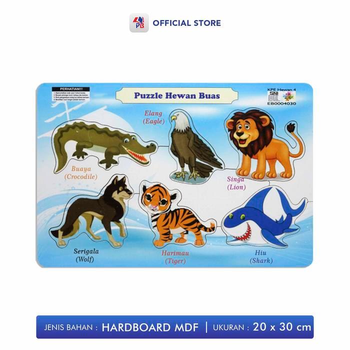 Puzzle Edukasi Anak / Puzzle Kayu / Puzzle Anak Hewan Buas Hewan Jinak Hewan Laut Hewan Air / King P