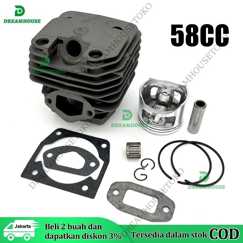 Cylinder Block Assy Komplit Blok Chainsaw 58cc/52cc+paking kop diameter 45.2mm Chainsaw komplit