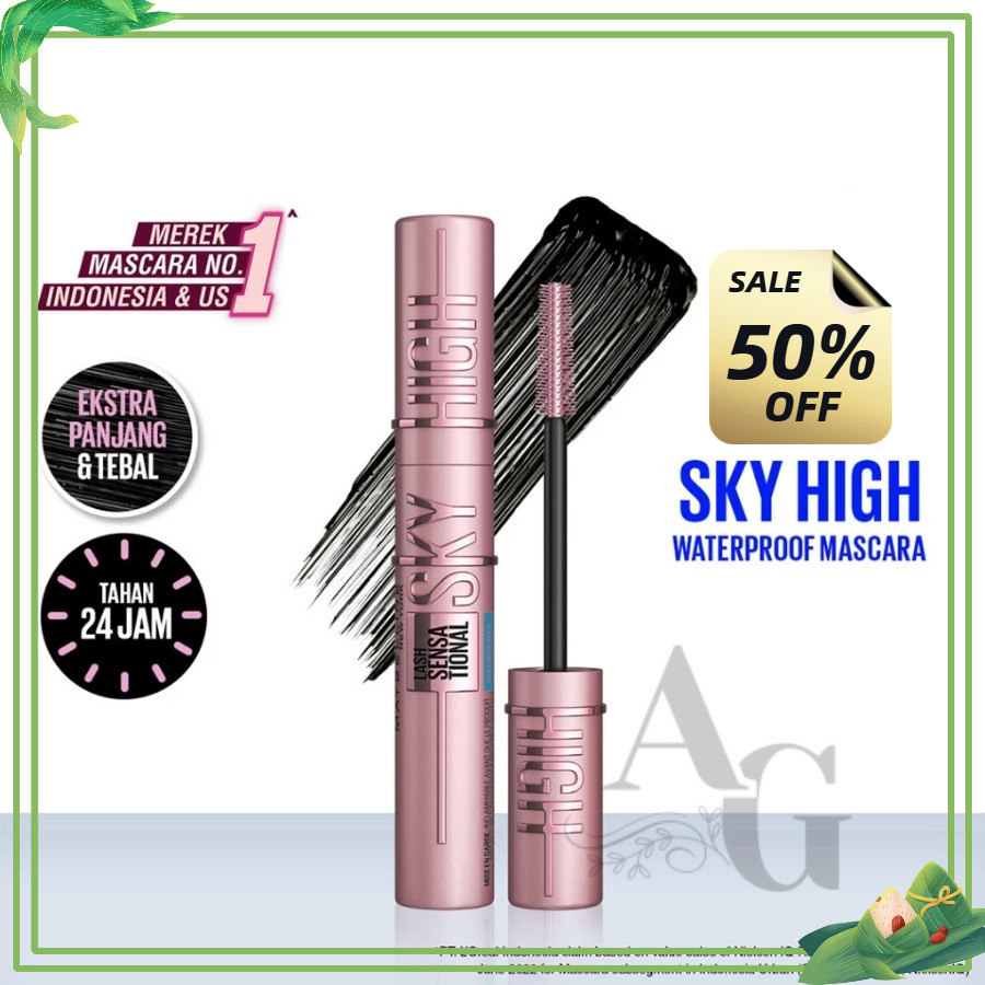ORI Maybelline SKY HIGH Cosmic Black Waterproof Mascara Lash Sensational Maskara ORIGINAL [ Alyssa G