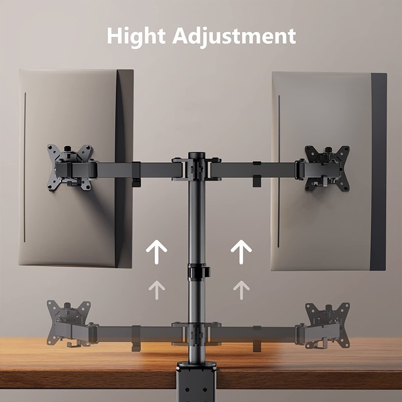 lekmeen- Bracket Dual Monitor PC Table Mount Dual Monitor Arm LED LCD