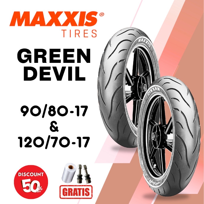 SEPASANG Ban Motor MAXXIS GREENDEVIL 90/80 & 120/70 RING 17 Tubeless