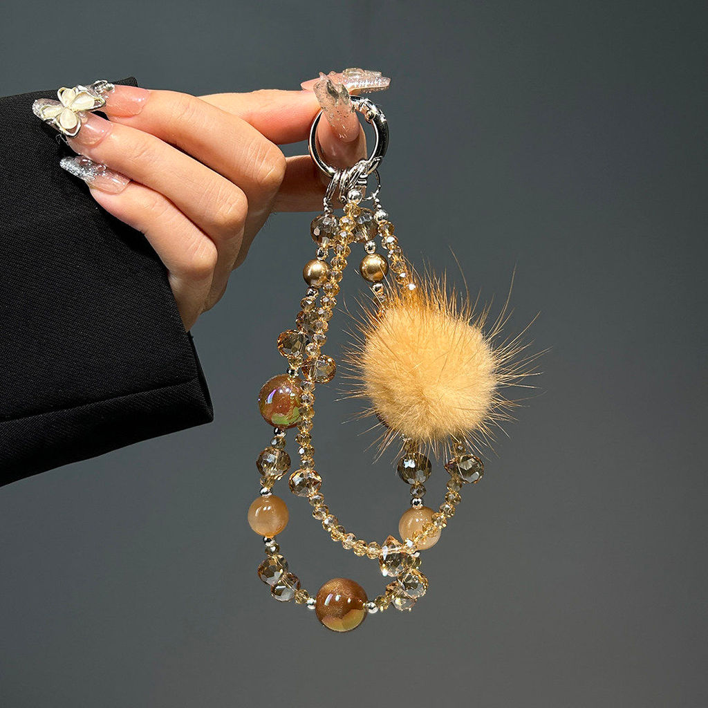 PREMIUM Gantungan Hp Korea Sparkling / gantungan Kunci model gelang / gantungan tas import with fur 