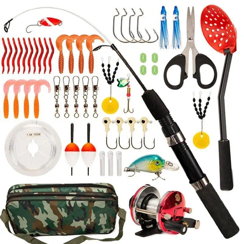 52pcs Ice Fishing Gear Set Ice Fishing Rod and Reel Combo with Ice Fishing Scoop Ice Fishing Hook Fi
