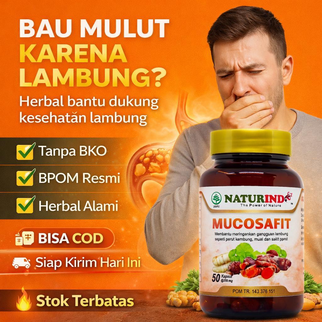 Naturind Mucosafit Obat Bau Mulut Karena Gangguan Lambung Herbal 50 Kapsul BPOM 143 376 151 Bahan Or