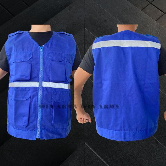 HOT PRODUK Industrial Safety Vest - Rompi Safety Dengan Reflektor - Vest Safety K3 - BIRU BCA, XL Tb