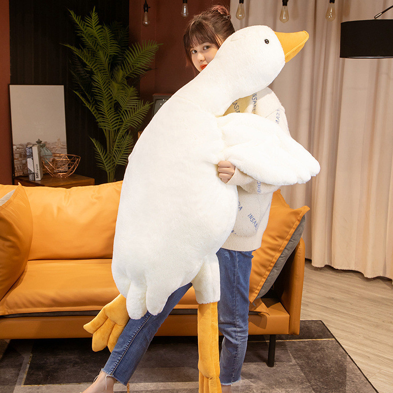 Boneka angsa putih besar berkualitas tinggi   Boneka kain gadis berukuran besar
