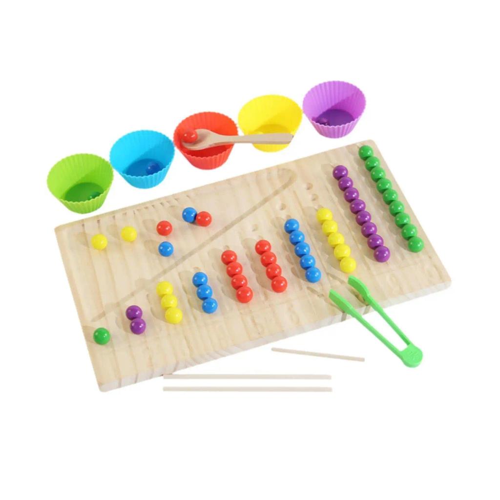 Color Sorting Toy Montessori Math Beads Counting Toy Color Recognition Educational Aid Clip Beads Ma