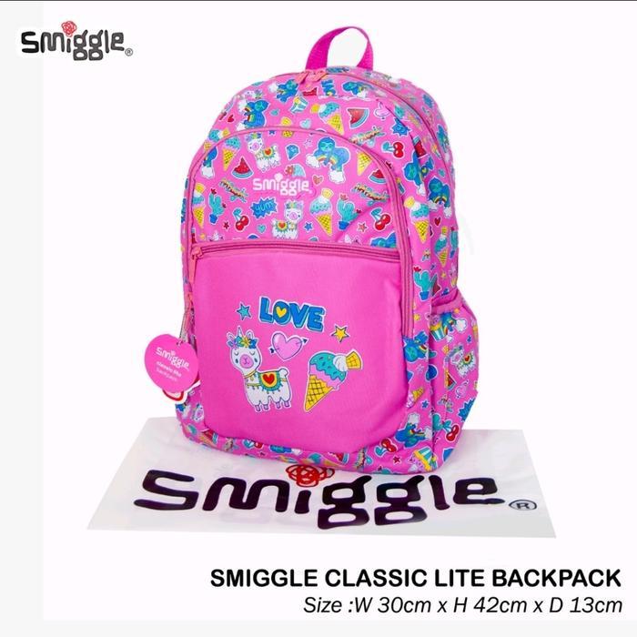 CLICKNSHOP30 Smiggle Senior Backpack / Tas Ransel Smiggle New Motif Ukuran SD - Llama Fuschia TERLAR