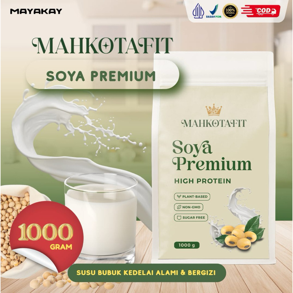 Mahkota FIT Whey Soya Protein 1kg | Protein Bubuk Kedelai Tinggi | Susu Protein untuk Otot & Energi