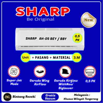 PS AC Sharp 1/2 PK + Pasang Freon R-32 5000 BTU