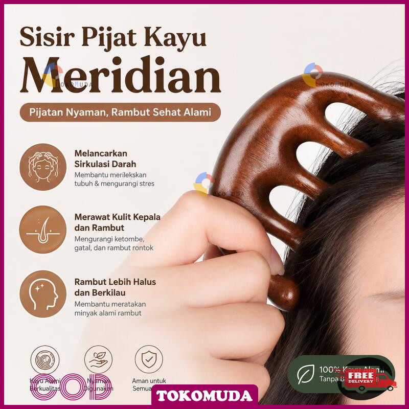 Tokomuda Alat Pijat Kayu Cendana Body Massage Tool Massage Kam Hoofd Massager Ontspannende