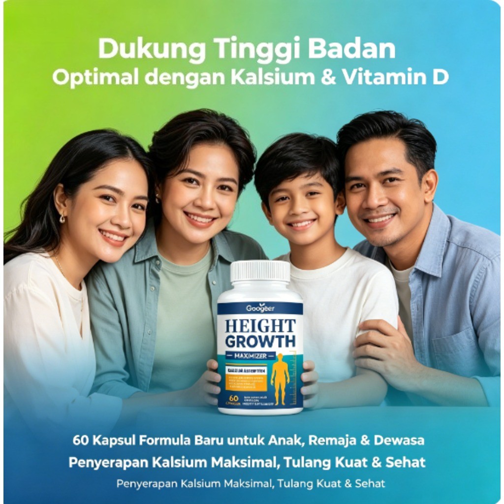 Googee Height Growth Maximizer, Dukung Tinggi Badan & Kalsium, 60 Kapsul Remaja Dewasa ly50901