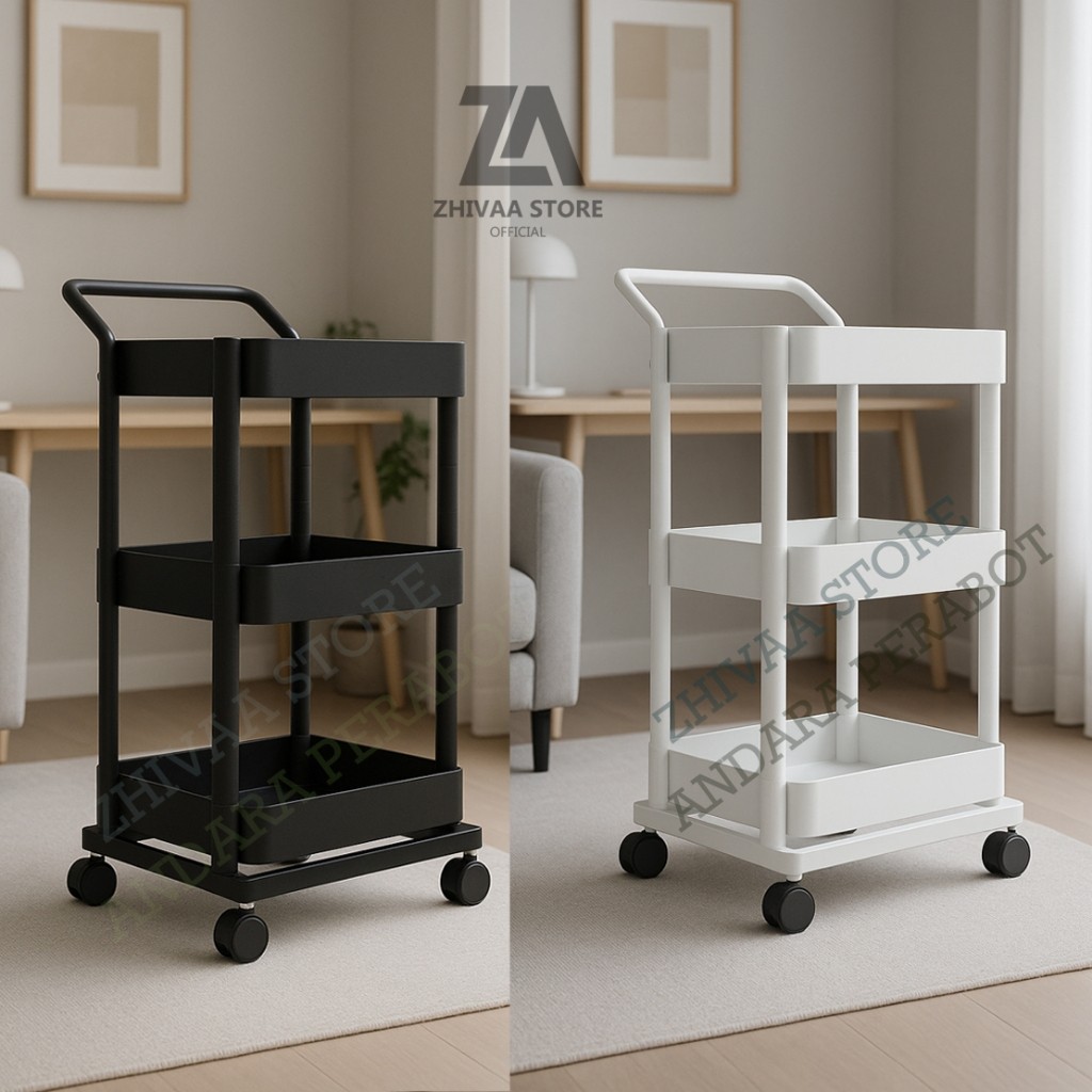 SES - Rak Troli Roda 3 Susun Rak Kamar Tidur / Rak Dorong Baju Bayi Rak Serbaguna