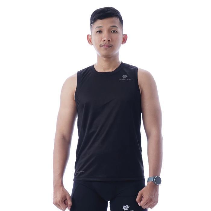 Tiento Singlet Running Baju Kaos Dry Fit Olahraga Lari Pria Xcel Core - COREBLACK, 3XL