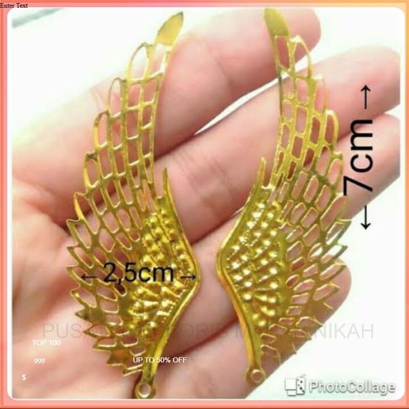 (12 Pcs) Lempengan Sayap Emas 7cm X 2,5cm A801