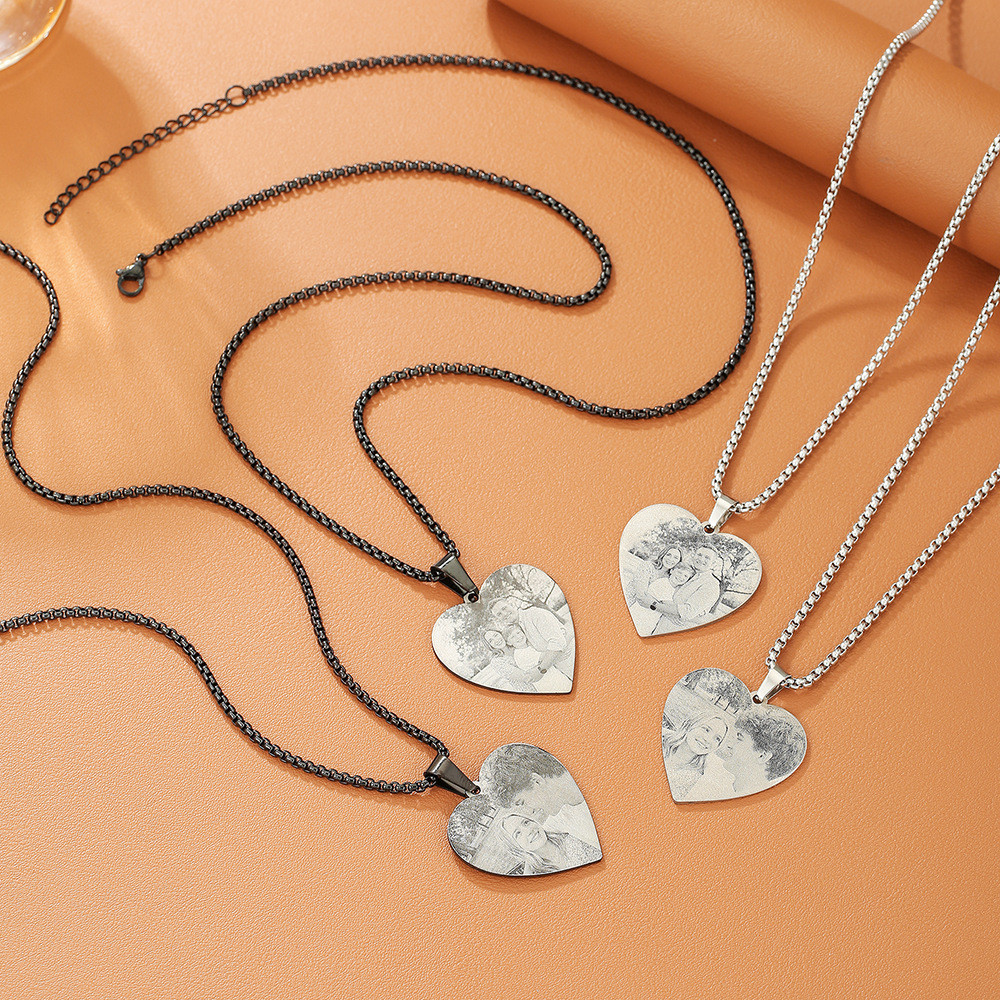 Kalung Cinta Pasangan Stainless Steel DIY Nama Foto Ibu Hari Clavicle Chain Batch
