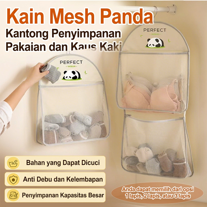 [Hemat Tempat] COD/ Panda Sock Organizer / Jaring Penyimpanan Kaus Kaki / Tas Gantung Lemari Pakaian
