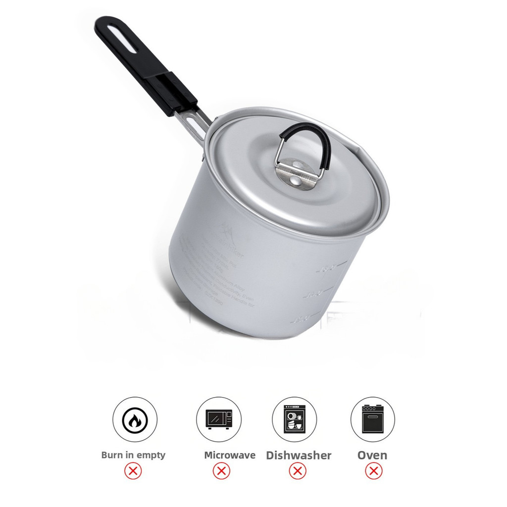 Outdoor Camping Picnic Aluminum Alloy Portable Cooking Pot Lightweight Saucepan Kettle Cooking Small