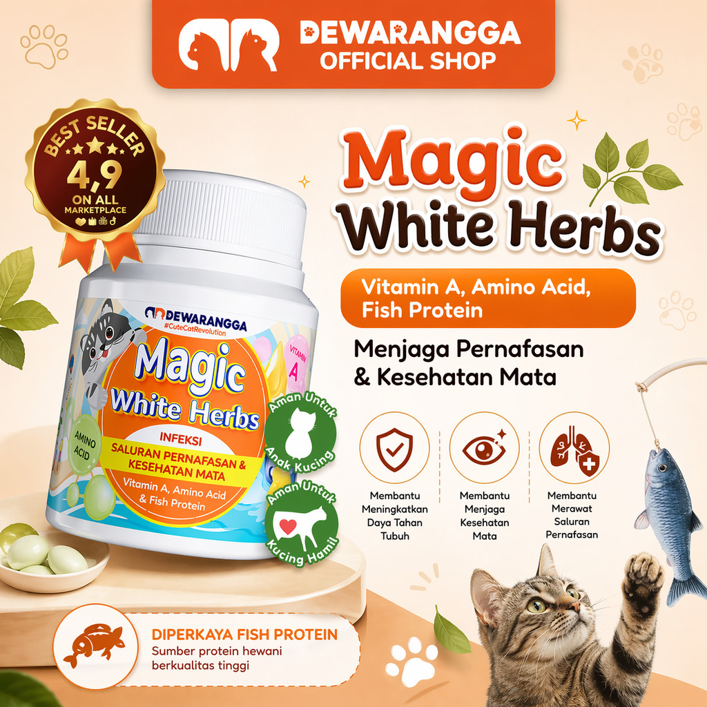 Dewarangga Vitamin Kucing Imun Booster Atasi Flu Belekan Mata Magic White Herbs