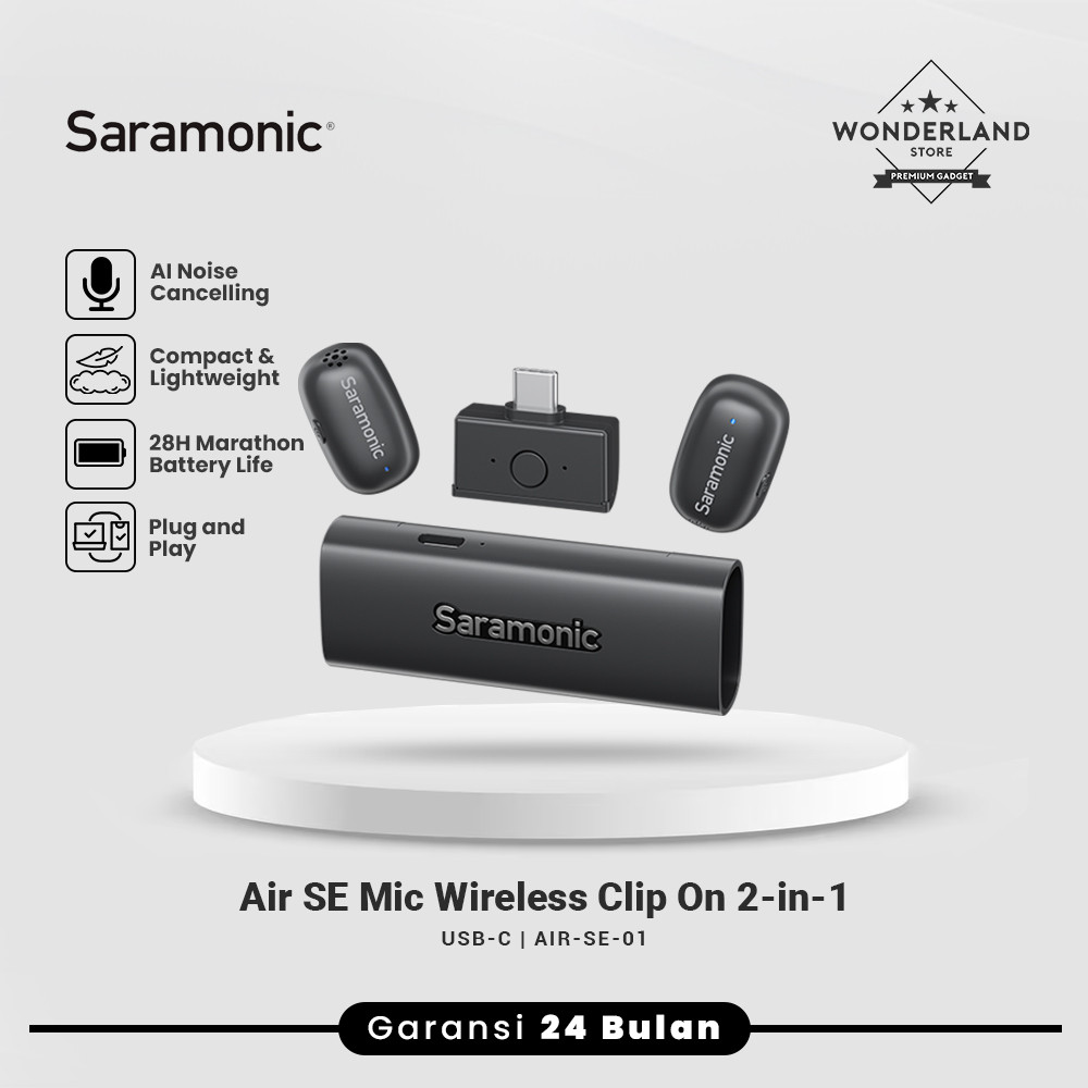 Saramonic Air Wireless Microphone Clip On Lavalier HP Camera Recording Vlog Live Mic Wireless
